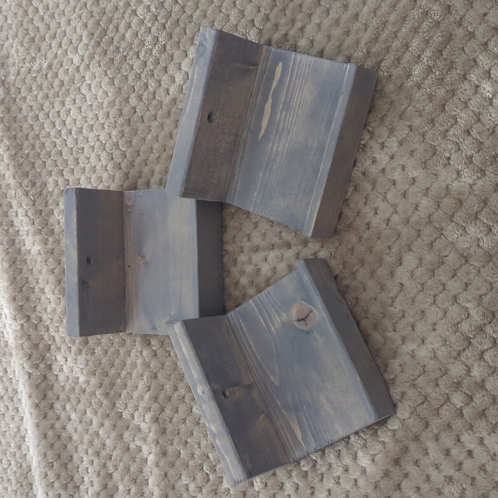 Set of 3 small grayish wood shevles